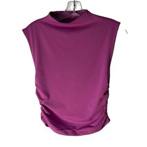 Abercrombie & Fitch Paloma Side-Ruched Mock-Neck Sleeveless Top Pink Small NEW